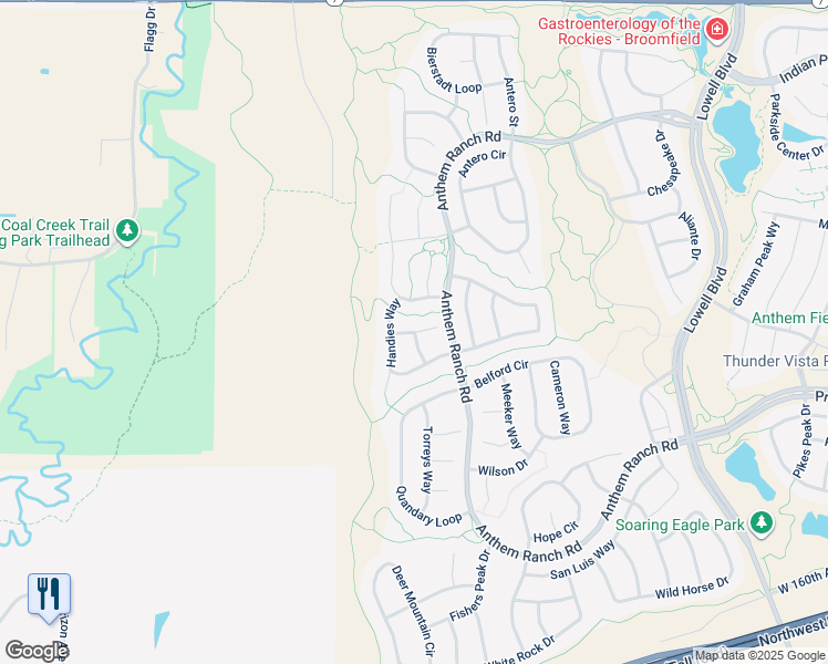 map of restaurants, bars, coffee shops, grocery stores, and more near Kit Carson Drive in Broomfield
