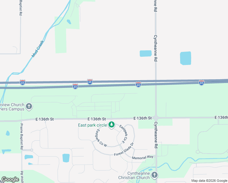 map of restaurants, bars, coffee shops, grocery stores, and more near 15538 East 136th Street in Fishers