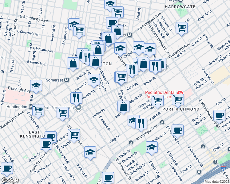map of restaurants, bars, coffee shops, grocery stores, and more near 2969 Frankford Avenue in Philadelphia