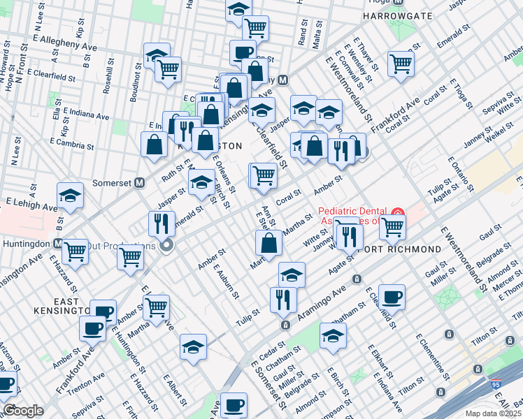 map of restaurants, bars, coffee shops, grocery stores, and more near 2056 Bellmore Street in Philadelphia