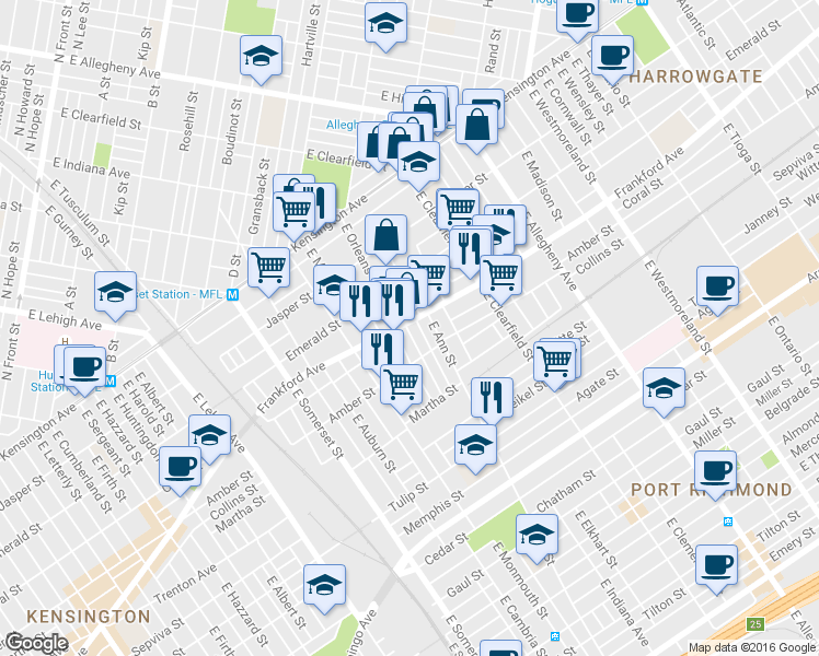 map of restaurants, bars, coffee shops, grocery stores, and more near 2969 Frankford Avenue in Philadelphia