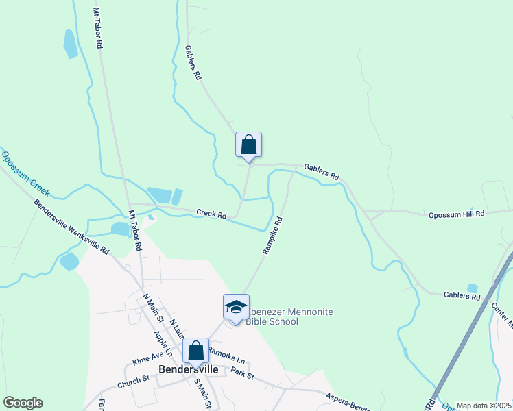 map of restaurants, bars, coffee shops, grocery stores, and more near 235 Creek Road in Gardners