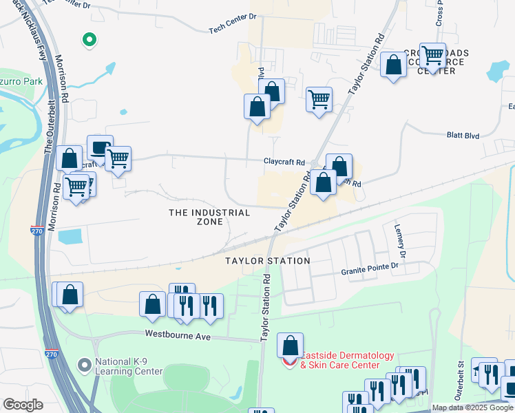 map of restaurants, bars, coffee shops, grocery stores, and more near Gahanna Parkway in Gahanna