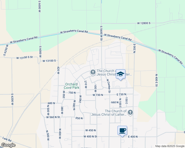 map of restaurants, bars, coffee shops, grocery stores, and more near 118 860 North in Santaquin