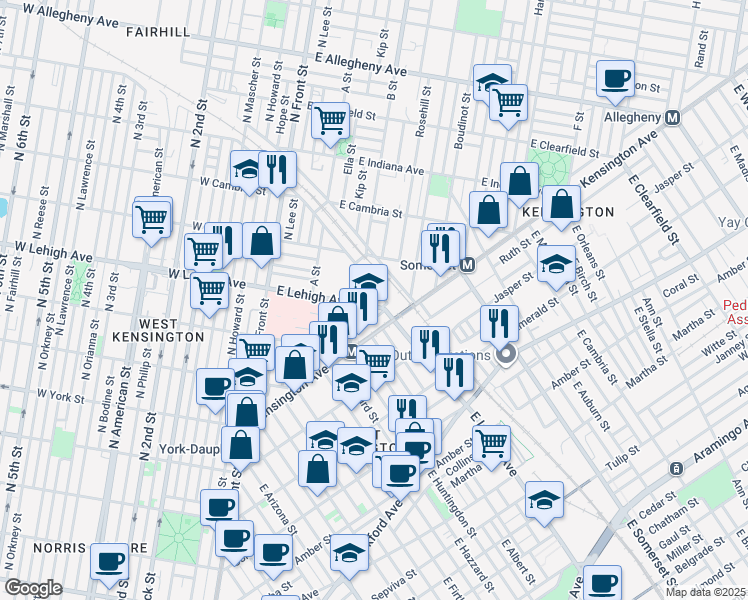 map of restaurants, bars, coffee shops, grocery stores, and more near in Philadelphia
