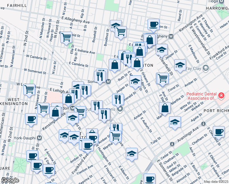 map of restaurants, bars, coffee shops, grocery stores, and more near 2806 Jasper Street in Philadelphia