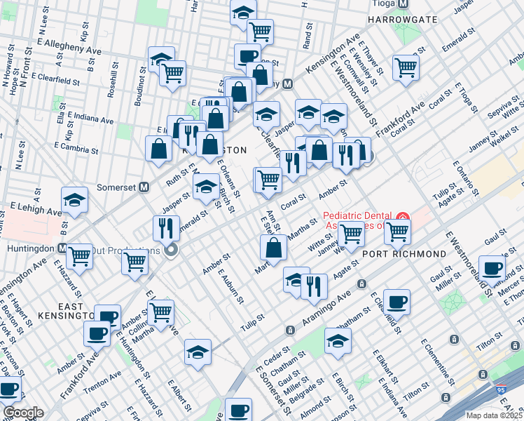 map of restaurants, bars, coffee shops, grocery stores, and more near 2981 Frankford Avenue in Philadelphia