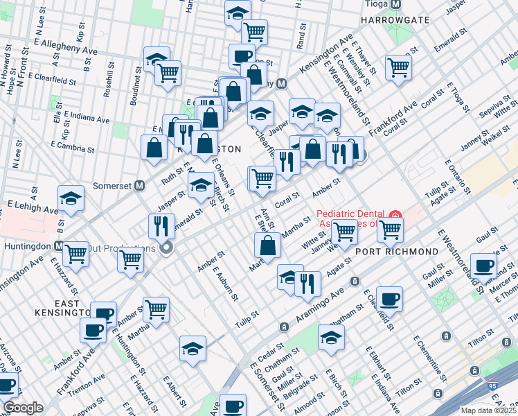 map of restaurants, bars, coffee shops, grocery stores, and more near 2056 Bellmore Street in Philadelphia