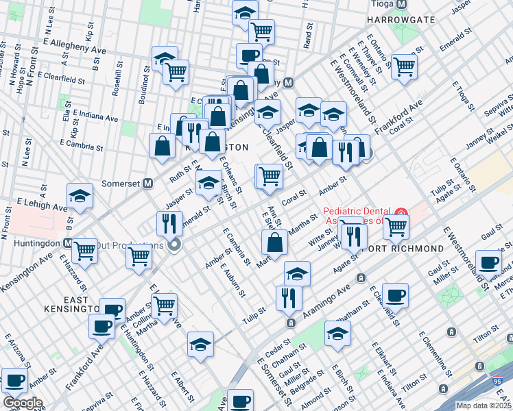 map of restaurants, bars, coffee shops, grocery stores, and more near 2056 Bellmore Street in Philadelphia
