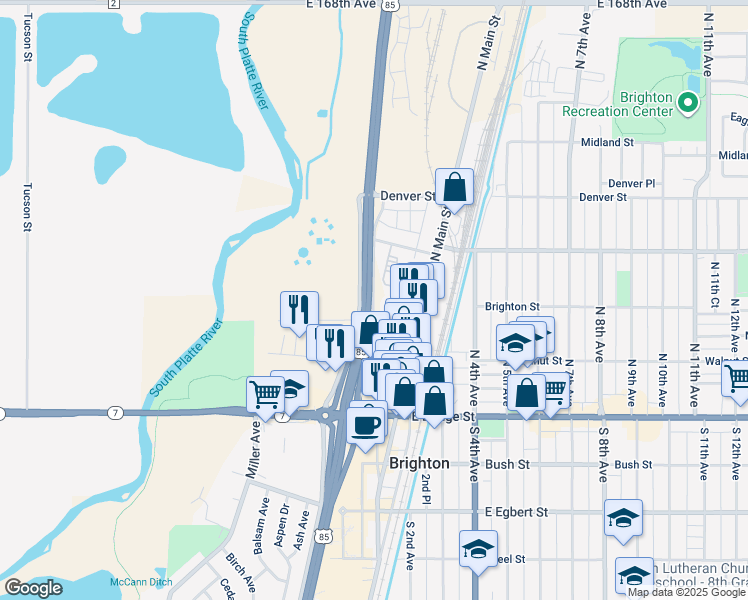 map of restaurants, bars, coffee shops, grocery stores, and more near Great Western Road in Brighton