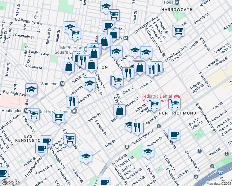 map of restaurants, bars, coffee shops, grocery stores, and more near 2991 Frankford Avenue in Philadelphia