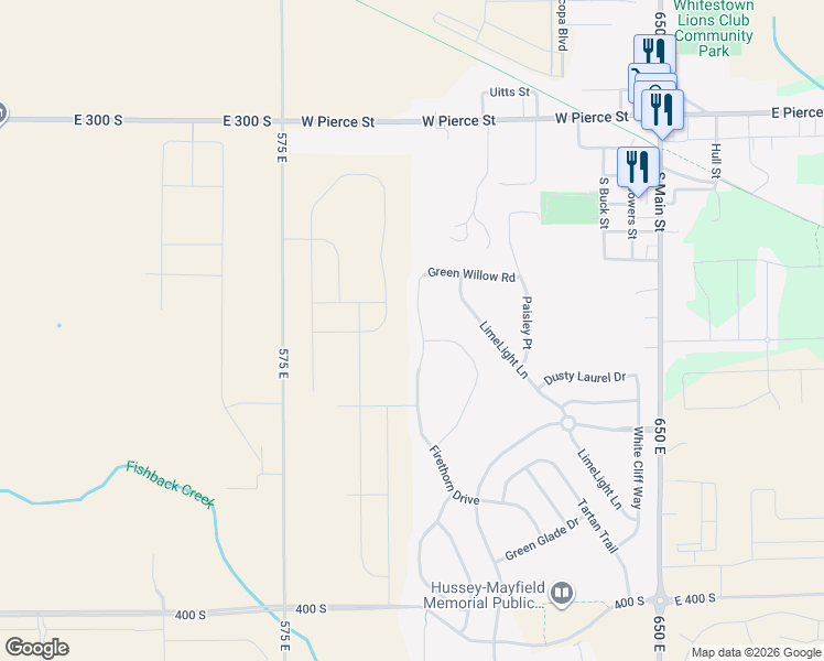 map of restaurants, bars, coffee shops, grocery stores, and more near 3370 Firethorn Drive in Whitestown