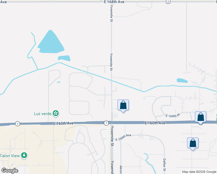 map of restaurants, bars, coffee shops, grocery stores, and more near 16192 Yosemite Street in Brighton