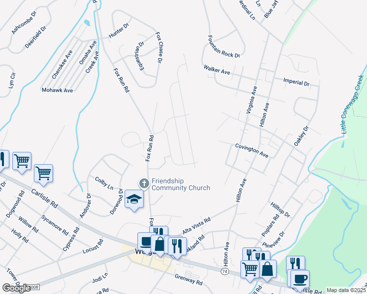 map of restaurants, bars, coffee shops, grocery stores, and more near 3400 Summer Drive in Dover