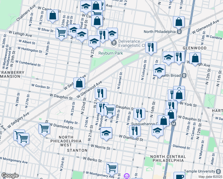 map of restaurants, bars, coffee shops, grocery stores, and more near 2000 West Hagert Street in Philadelphia