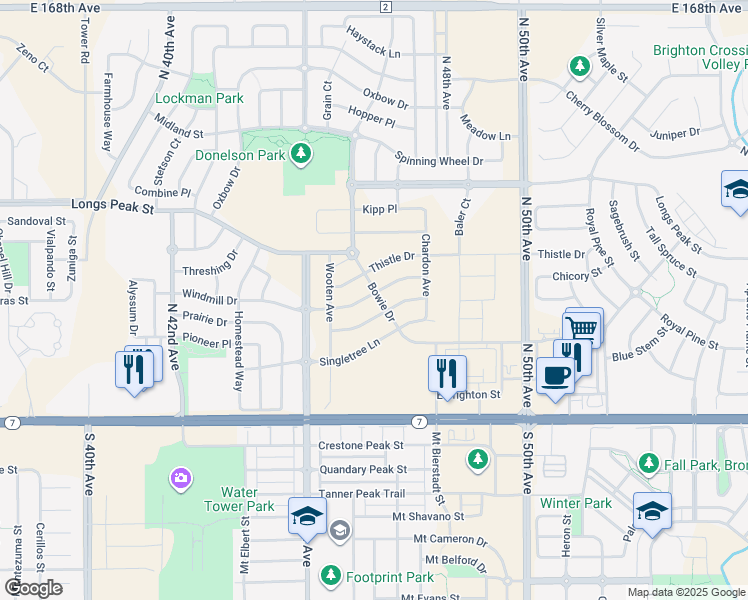 map of restaurants, bars, coffee shops, grocery stores, and more near 197 N 45th Ave in Brighton