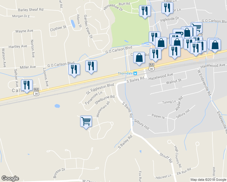 map of restaurants, bars, coffee shops, grocery stores, and more near 2712 Stockley Lane in Downingtown