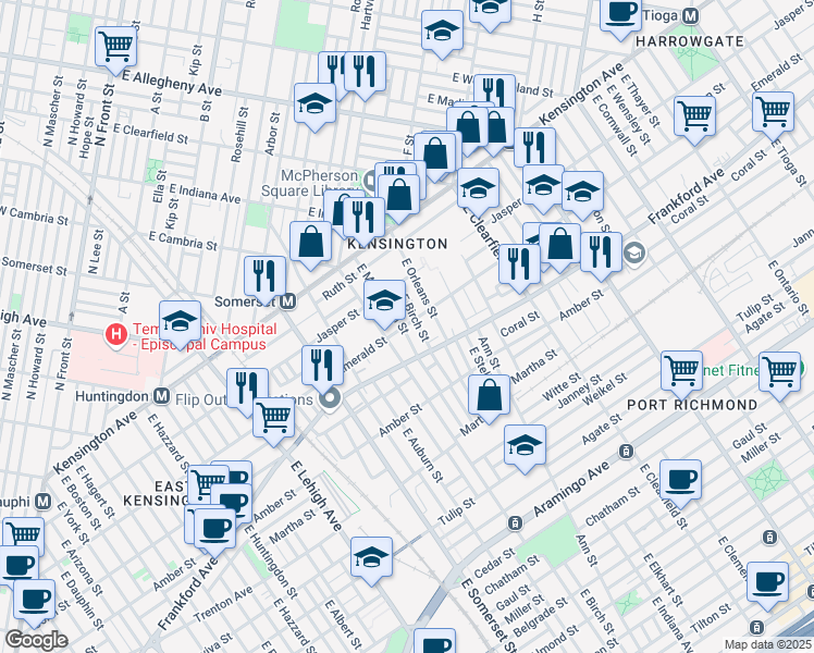 map of restaurants, bars, coffee shops, grocery stores, and more near in Philadelphia