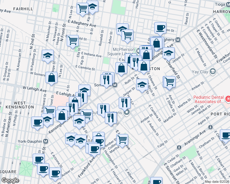 map of restaurants, bars, coffee shops, grocery stores, and more near in Philadelphia