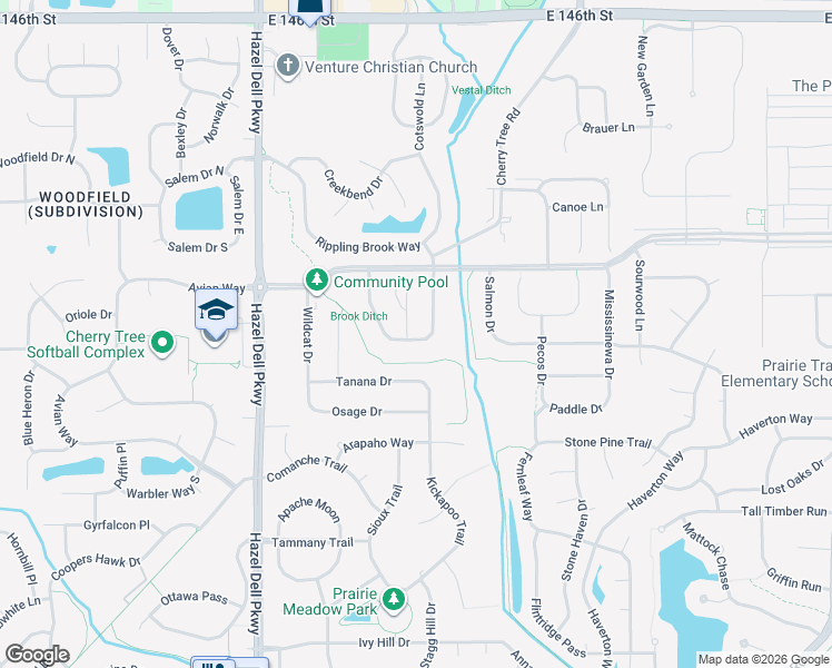 map of restaurants, bars, coffee shops, grocery stores, and more near 14042 Powder Drive in Carmel