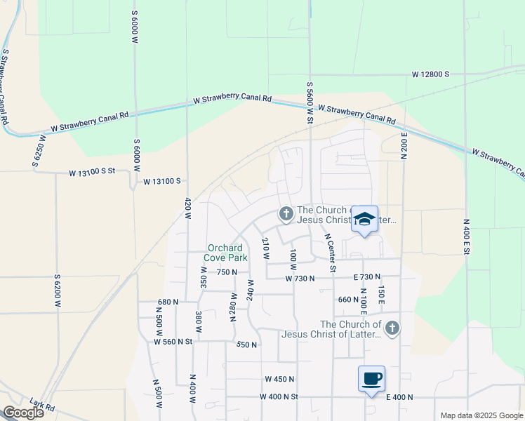 map of restaurants, bars, coffee shops, grocery stores, and more near 186 West Royal Land Drive in Santaquin