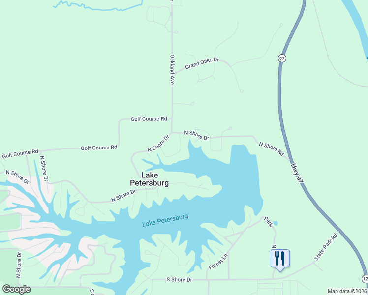 map of restaurants, bars, coffee shops, grocery stores, and more near 2-98 Apple Lane in Petersburg