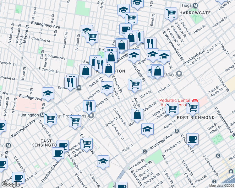 map of restaurants, bars, coffee shops, grocery stores, and more near in Philadelphia