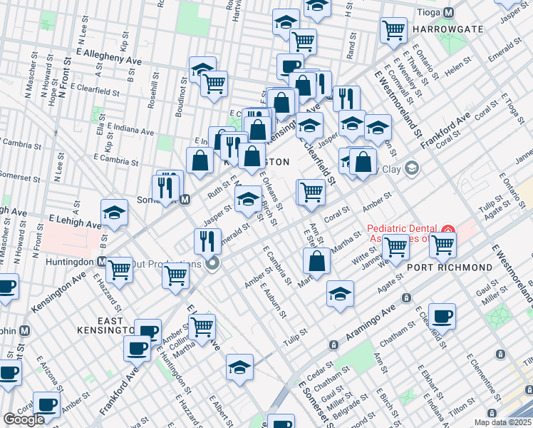 map of restaurants, bars, coffee shops, grocery stores, and more near in Philadelphia