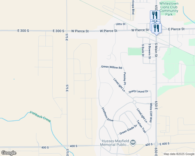 map of restaurants, bars, coffee shops, grocery stores, and more near 3359 Firethorn Drive in Whitestown