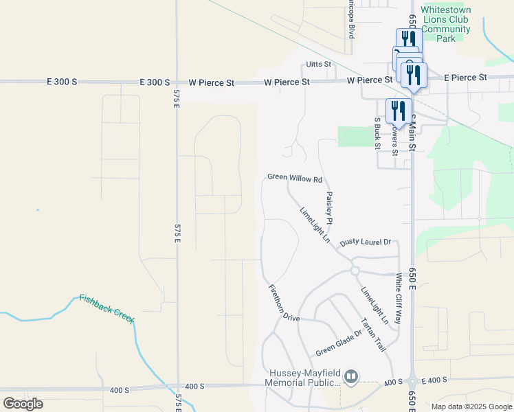 map of restaurants, bars, coffee shops, grocery stores, and more near 3359 Firethorn Drive in Whitestown