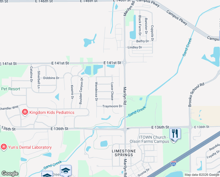 map of restaurants, bars, coffee shops, grocery stores, and more near 11867 Bellhaven Drive in Fishers