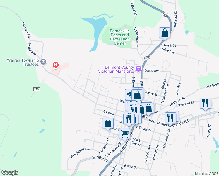 map of restaurants, bars, coffee shops, grocery stores, and more near 331 West Walnut Street in Barnesville