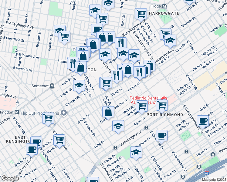 map of restaurants, bars, coffee shops, grocery stores, and more near 3060 Frankford Avenue in Philadelphia