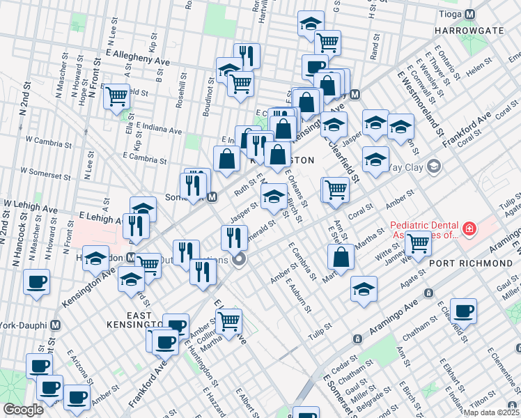 map of restaurants, bars, coffee shops, grocery stores, and more near 2867 Stouton Street in Philadelphia