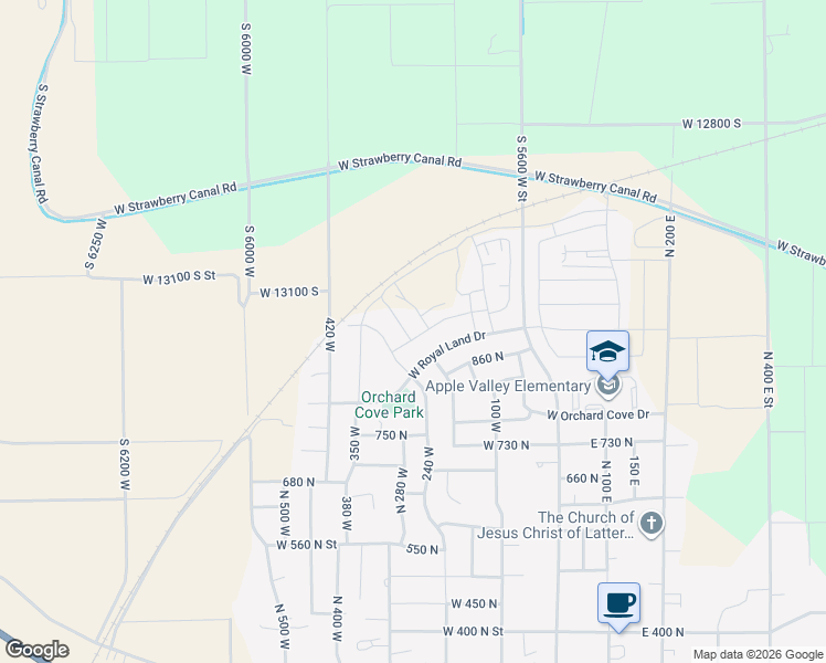 map of restaurants, bars, coffee shops, grocery stores, and more near 892 North 260 West in Santaquin