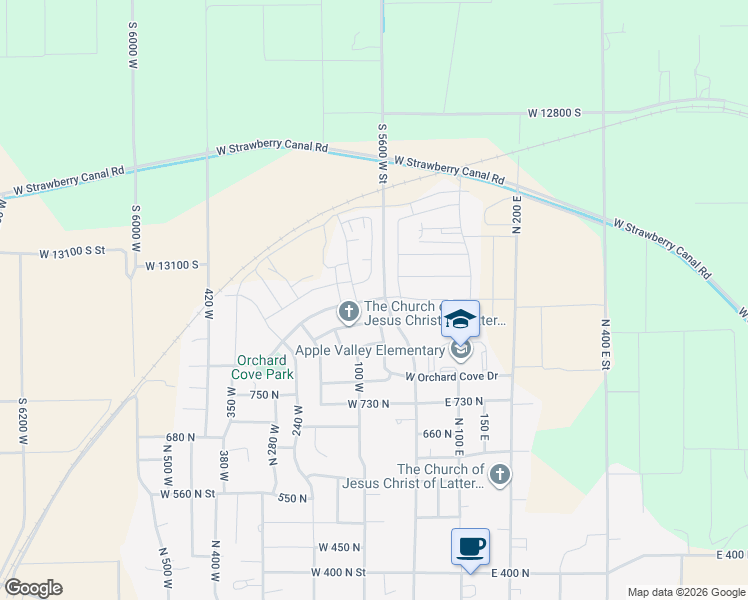 map of restaurants, bars, coffee shops, grocery stores, and more near Royal Land Drive in Santaquin