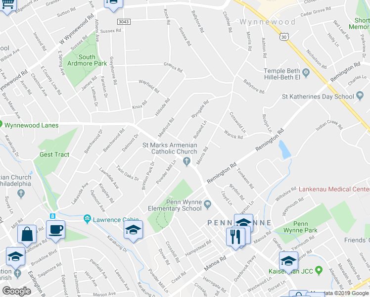 map of restaurants, bars, coffee shops, grocery stores, and more near 426 Witley Road in Wynnewood