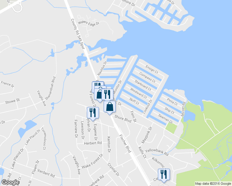 map of restaurants, bars, coffee shops, grocery stores, and more near 1815 Monitor Drive in Toms River