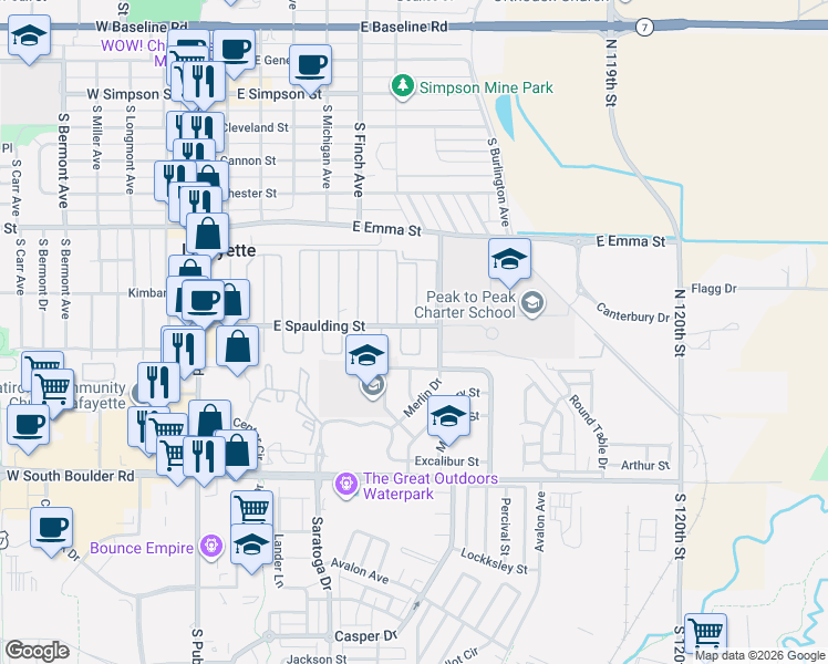 map of restaurants, bars, coffee shops, grocery stores, and more near 730 Oriole Drive in Lafayette