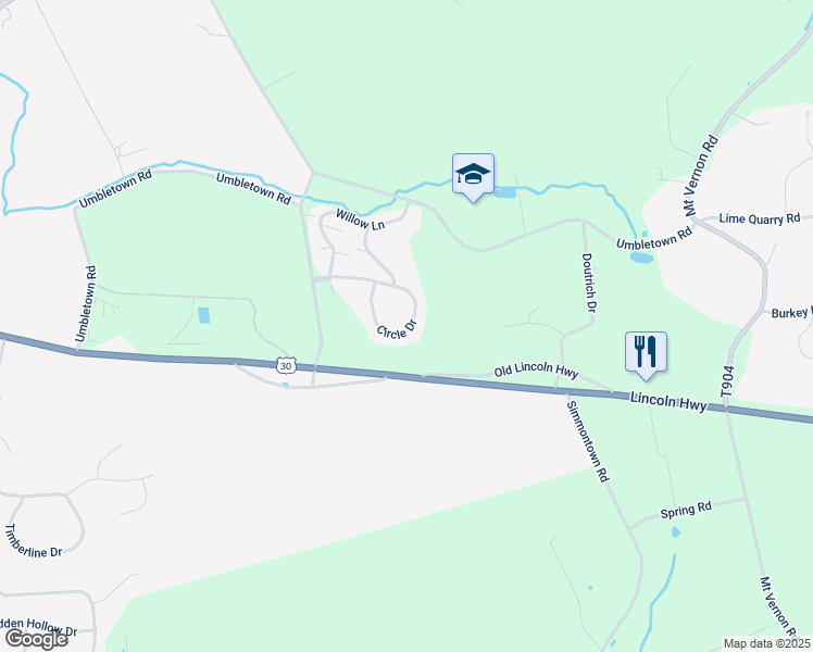 map of restaurants, bars, coffee shops, grocery stores, and more near 841 Circle Drive in Gap
