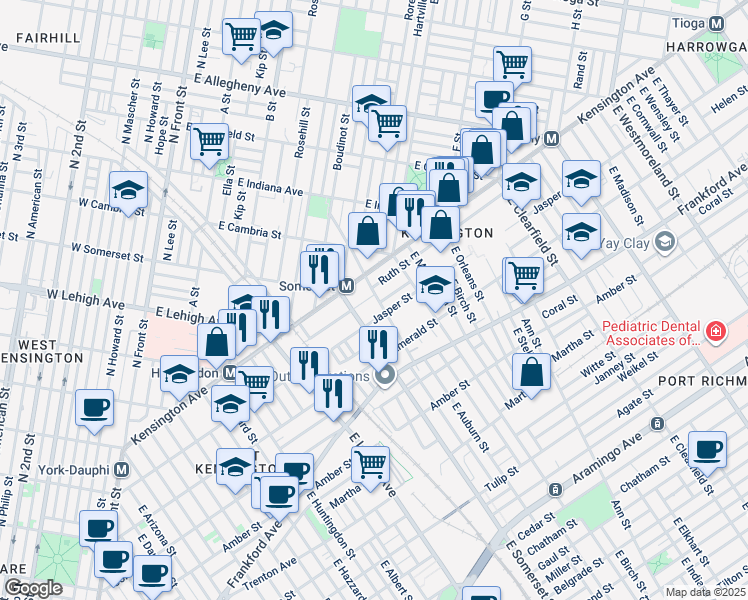 map of restaurants, bars, coffee shops, grocery stores, and more near 1828 Hart Lane in Philadelphia
