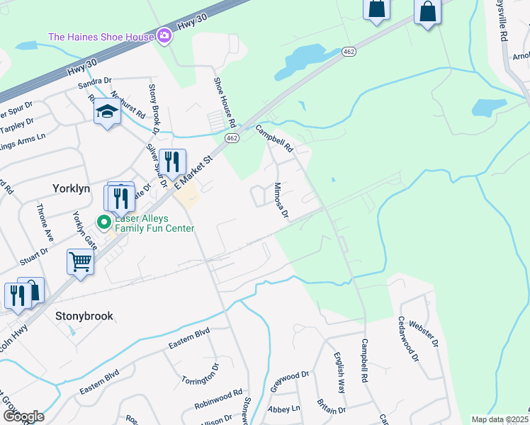 map of restaurants, bars, coffee shops, grocery stores, and more near 505 Sage Drive in York