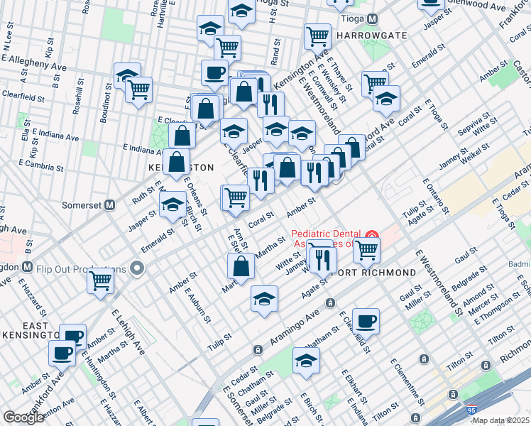 map of restaurants, bars, coffee shops, grocery stores, and more near 3051 Frankford Avenue in Philadelphia