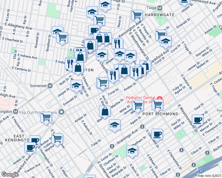 map of restaurants, bars, coffee shops, grocery stores, and more near 3051 Frankford Avenue in Philadelphia