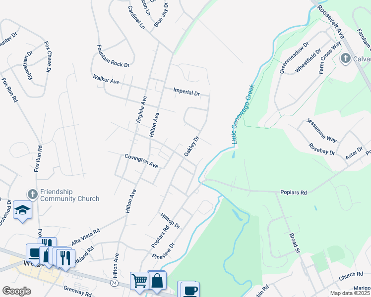 map of restaurants, bars, coffee shops, grocery stores, and more near 1794 Oakley Drive in Dover