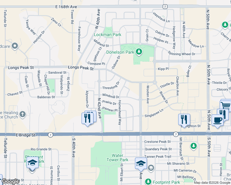 map of restaurants, bars, coffee shops, grocery stores, and more near 225 Homestead Way in Brighton