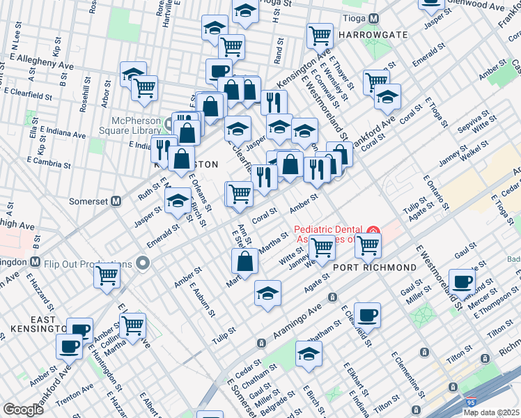 map of restaurants, bars, coffee shops, grocery stores, and more near 3060 Frankford Avenue in Philadelphia
