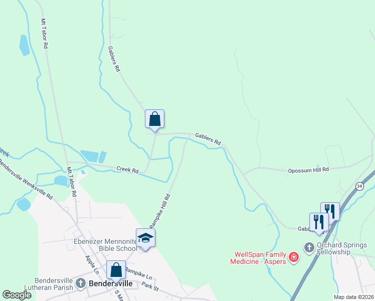 map of restaurants, bars, coffee shops, grocery stores, and more near 235 Rampike Hill Road in Aspers