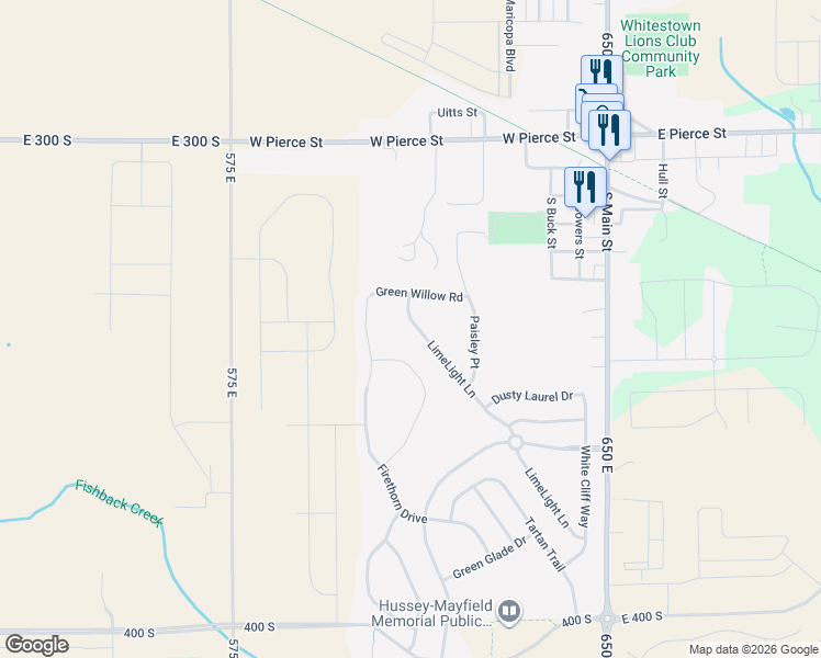 map of restaurants, bars, coffee shops, grocery stores, and more near 3468 Paisley Point in Whitestown