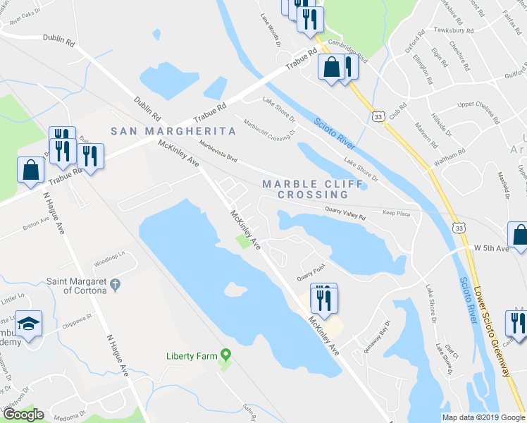 map of restaurants, bars, coffee shops, grocery stores, and more near 2008 Quarry Crest Drive in Columbus